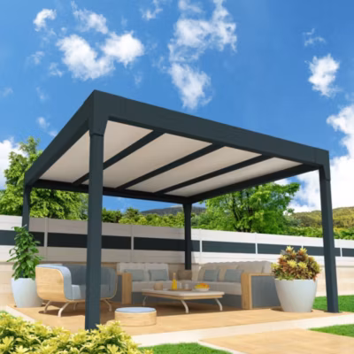 Pergola isotoit MODERN îlot Gris anthracite 6,26×5,00m (Kit LED 3 cotés)