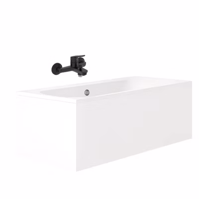 Pack baignoire droite 170 x 75 JACOB DELAFON Elise + mitigeur bain douche noir mat + vidage noir