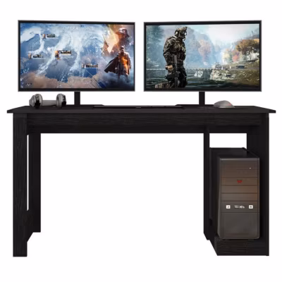 Bureau Gamer Noir Support UC L 136 H 75 P 54 cm – L 136 x l 54 x H 75 cm