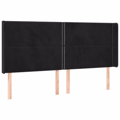 vidaXL Tête de lit avec oreilles Noir 203x16x118-128 cm Velours3119508