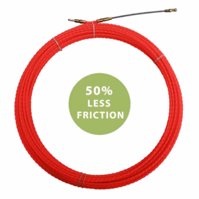 Sonde tire-fils à câble hélicoïdal, rouge, diam. 4,2 mm, 10 mètres, avec bornes M5 interchangeables