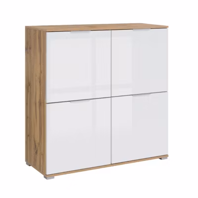 Buffet 4 portes Selma Blanc et Bois
