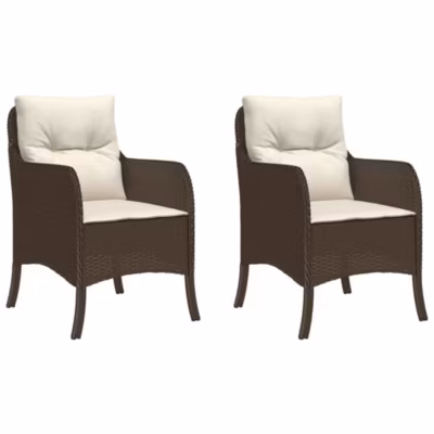 Chaises de jardin avec coussins lot de 2 marron résine tressée vidaXL