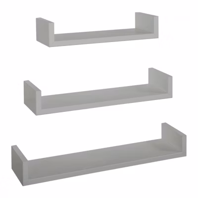 Ensemble de 3 étagères murales design, gris pierre, 60x8x15,5 cm, 50x8x15,5 cm et 40x8x15,5 cm – Aimant