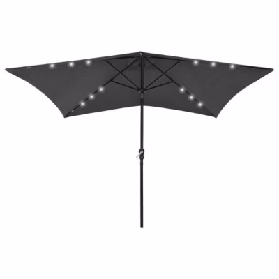 vidaXL Parasol de Jardin avec LED et Mât en Acier, Pare-soleil de Patio, Abri de Soleil, Parasol de Plage Terrasse 313788