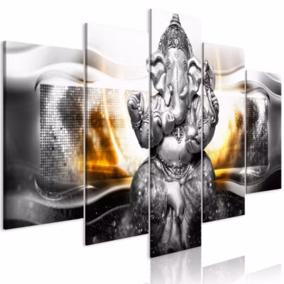 Tableau Zen Buddha Style (5 Parts) Silver Wide 100×50 cm