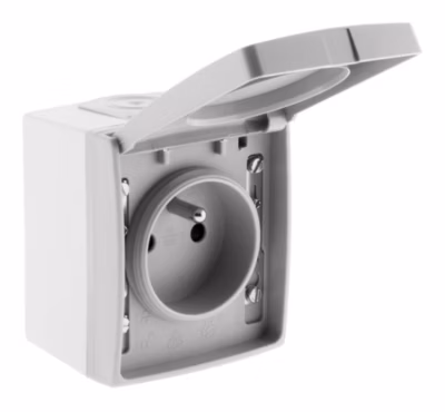 Prise 16A 2P+T étanche IP55 – gris – Orok – Zenitech