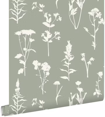 ESTAhome papier peint fleurs des champs vert jade 50 x 900 cm