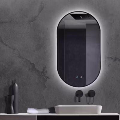 Miroir de Salle de Bain Lumineux LED Réglables 50×90 – Noir Mat – Tactile & Anti-Buée – TOKYO LEDIMEX