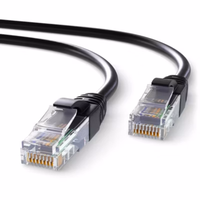 Elfcam – 50m Câble Ethernet RJ45 Cat 6 Rond Noir 1Gbps 26AWG, LAN/WAN, Idéal PC, Modem, Routeur, Box Fibre