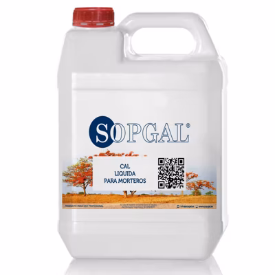 Chaux liquide pour mortiers (5 kg). Additif qui apporte une plus flexibilité et plasticité au mortier, améliorant ses propriétés