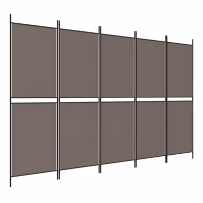 Paravent, Séparateur, Cloison de séparation 5 panneaux Anthracite 250×180 cm Tissu