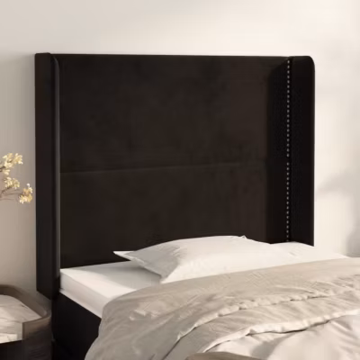 vidaXL Tête de lit avec oreilles Noir 93x16x118-128 cm Velours3119478