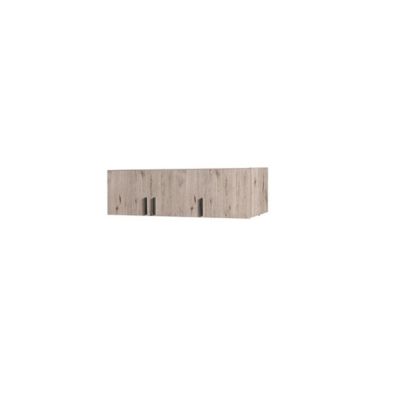Surmeuble 3 portes FLEX  Chene wellington et gris graphite  Rangement haut design