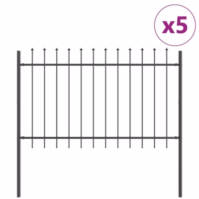 Clôture de jardin 5 pcs Gris 8,5 x 1 m Acier revêtu de poudre vidaXL
