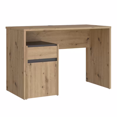 Bureau 110 cm et caisson décor bois chêne et gris foncé mat – ODYSSÉE