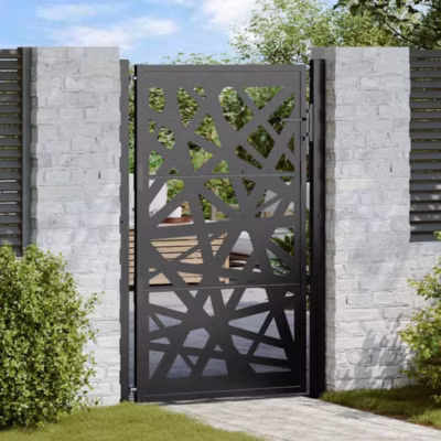 Portail de jardin,Porte de jardin,Portillons de jardin noir 100×150 cm en acier léger