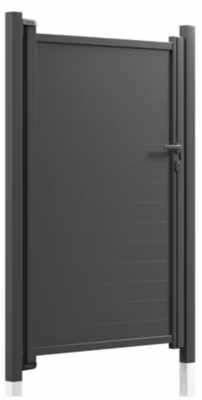 Portillon aluminium plein Haut 160 x Larg 100 cm – Gris 7016 – Vendu avec 2 poteaux