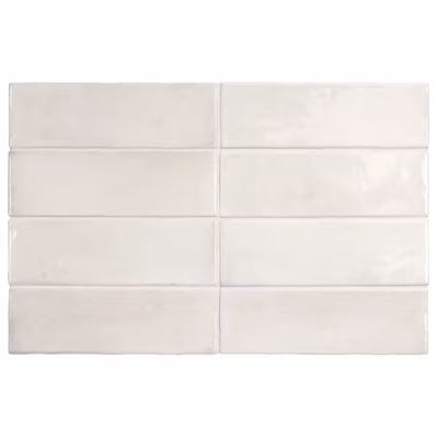 Carrelage sol / mur effet zellige bejmat marocain 5X15 cm blanc brillant 5X15 cm COCO WHITE WALL