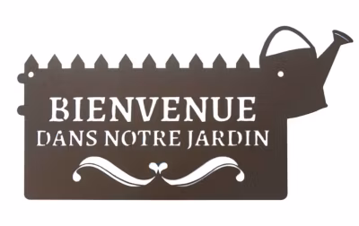 Louis Moulin Pancarte décorative en métal « Bienvenue » – 31×16,5cm – fer vieilli