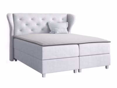 Lit continental Baltimore 123, Double, Gris, Tissu, Disponible