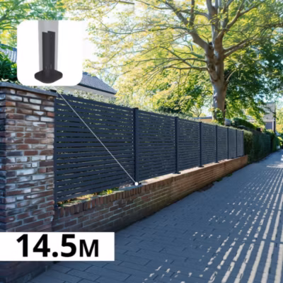 Kit Clôture Aluminium Ajourée sur Muret OLINDA Anthracite 14,68×1,2m – Lames ajourées 21x45x1780 mm – Brise Vue – Palissade