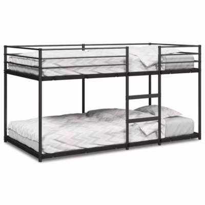 Cadre de lit, Lit superposé sans matelas noir 90×200 cm acier
