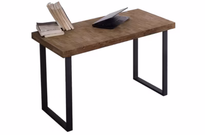 Table de bureau en bois coloris chêne américain / pieds noir – Longueur 120 x profondeur 60 x hauteur 73 cm