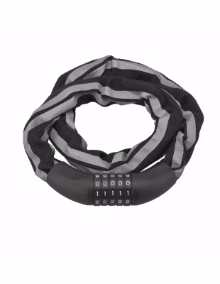 Antivol à combinaison Biker, 5 chiffres, chaîne acier, moto, 0.9m, noir – THIRARD