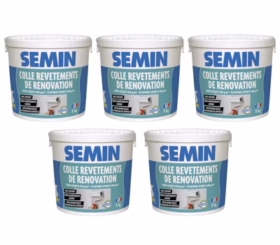 Colle Revêtements de Rénovation Lisse en Pâte Semin, Prête à l&rsquo;Emploi, Intérieur, Seau de 5 kg (Lot de 5)