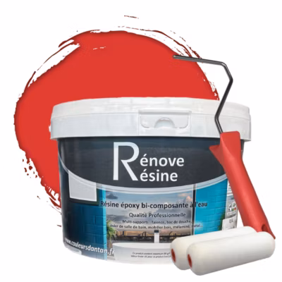 Peinture Résine multisupport Intérieur 0,5L – Faïence, Carrelage, Douche, Baignoire 5m² – RAL 3018 Rouge fraise