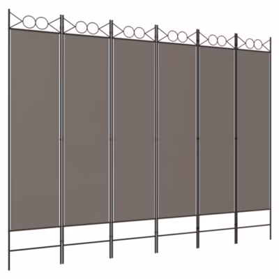 Paravent, Séparateur, Cloison de séparation 6 panneaux Anthracite 240×200 cm Tissu