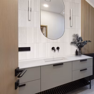 Carrelage mur Nair White Brillant 5×30. Format allongé