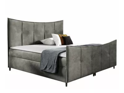 Lit continental Baltimore 177, Double, Gris, Tissu, Disponible