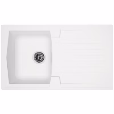 Evier à encastrer en résine Arena Moderna – Blanc – Longueur 86 cm – 1 cuve