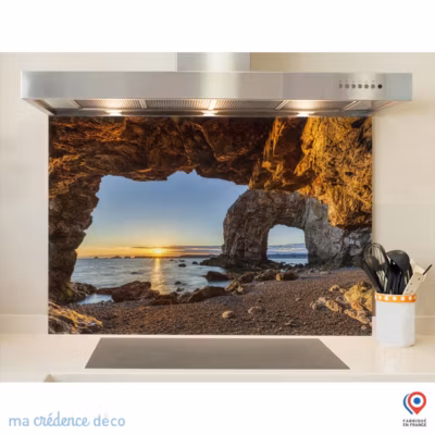 Crédence cuisine fond de hotte Grotte de Camaret – Verre trempé – L 90 cm x H 50 cm – MaCrédenceDéco