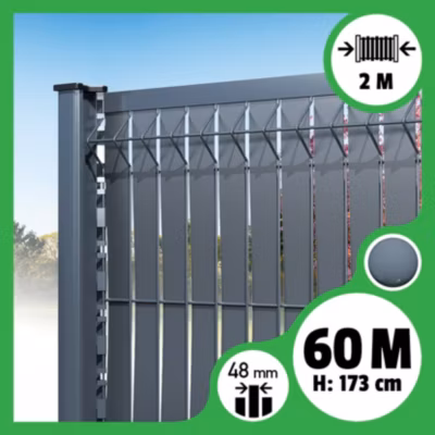 Kit 60m occultation lattes aluminium pour panneau rigide maille 55 – H 1m73 x 2m Gris anthracite