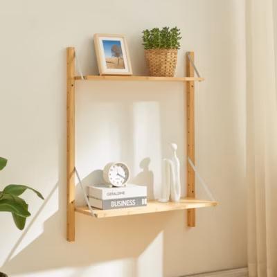 Étagère murale Tingvoll bambou 85 x 65 x 25 cm naturel en.casa