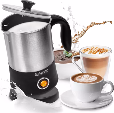 MF300 Mousseur à lait électrique 550W Mousse chaude ou froide Lait chaud Pot en inox Capacité 400 ml Café latte Duronic