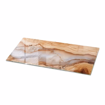 Dessus de table en verre trempé Wallfluent 125×50 cm Bois naturel avec résine