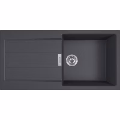 Sirius 2.0 S2D 611-100 Tectonite évier à encastrer 1 bac, avec égouttoir, Noir