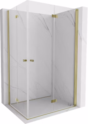 Mexen Mist-F Duo cabine de douche pliante droite 75 x 70 cm, transparent, or brossé – 8A6-075L-070P-55-00 – 8A6-075L-080P-55-00