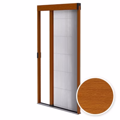 Moustiquaire porte fenêtre plissée L1200 x H2200 mm Chêne Doré – Store Moustiquaire Anti Insectes – Recoupable