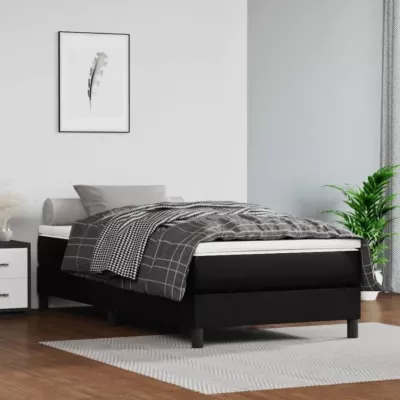 347742 vidaXL Matelas de lit à ressorts ensachés Noir 100x200x20cm Similicuir