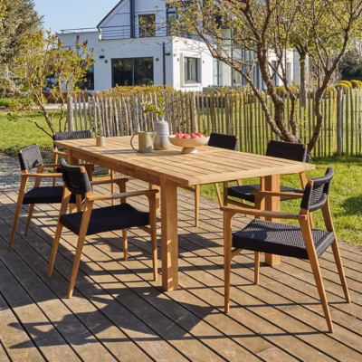 Salon de jardin en teck recyclé massif 6 places