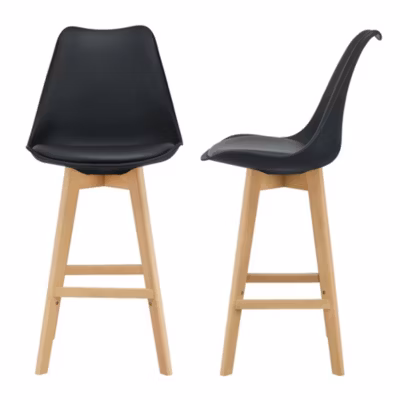 Lot de 2 tabourets de bar noir Helloshop26
