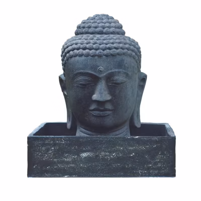 Fontaine tête de bouddha 75 cm + Bac – Gris anthracite 96 cm