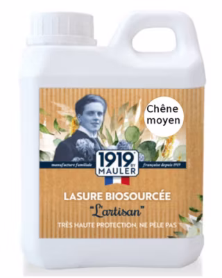 Lasure bois extérieur et intérieur biosourcée Chêne Moyen 5L – 1919 BY MAULER – Ne s&rsquo;écaille pas