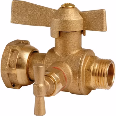 Robinet d&rsquo;arrêt à boisseau sphérique à purge – Ravani – M 1/2&prime; – F 3/4&prime; – Après compteur d&rsquo;eau