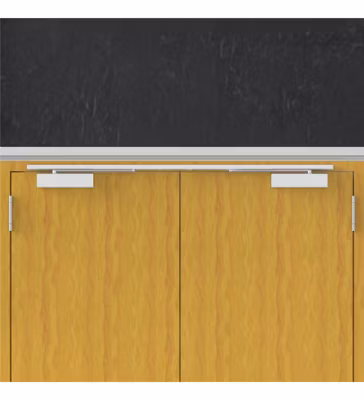 Bandeau Ferme portes à force réglable 1 à 3 poussant droit blanc Bricard Ensemble 2 Vantaux